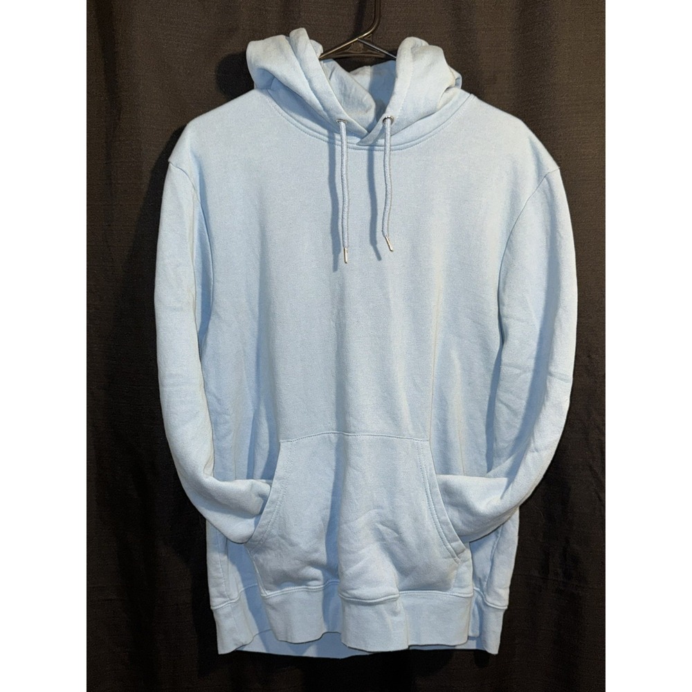 Primark Light Blue Pullover Hoodie Size L Solid Kangaroo Pocket Casual